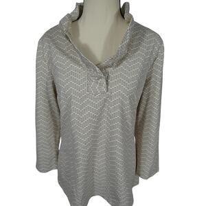 J. MClaughlin Women's Large Pullover Catalina Cloth Shirt Ruffle V-Neck